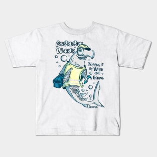 Hammerhead shark Construction Worker Who Loves Fishing Kids T-Shirt